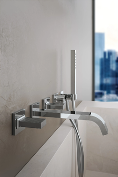 KEA - 5 hole wall-mounted brass bathtub set by Rubinetterie Treemme - view 3